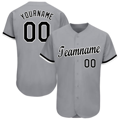 Custom Gray Black-White Baseball Jersey - Sky-Custom