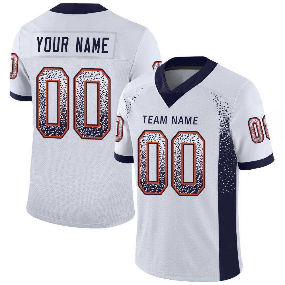 Custom White Navy-Orange Mesh Drift Fashion Football Jersey - Sky-Custom