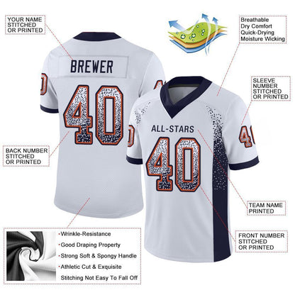 Custom White Navy-Orange Mesh Drift Fashion Football Jersey - Sky-Custom