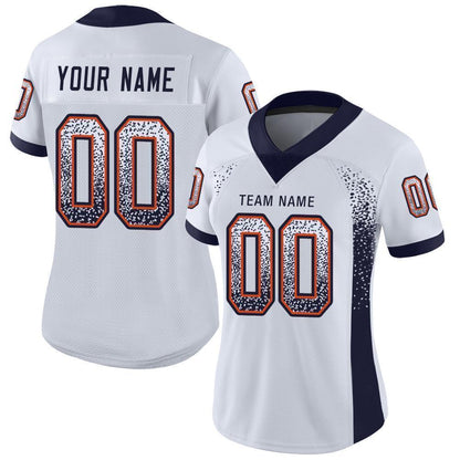 Custom White Navy-Orange Mesh Drift Fashion Football Jersey - Sky-Custom