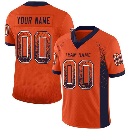 Custom Orange Navy-White Mesh Drift Fashion Football Jersey - Sky-Custom