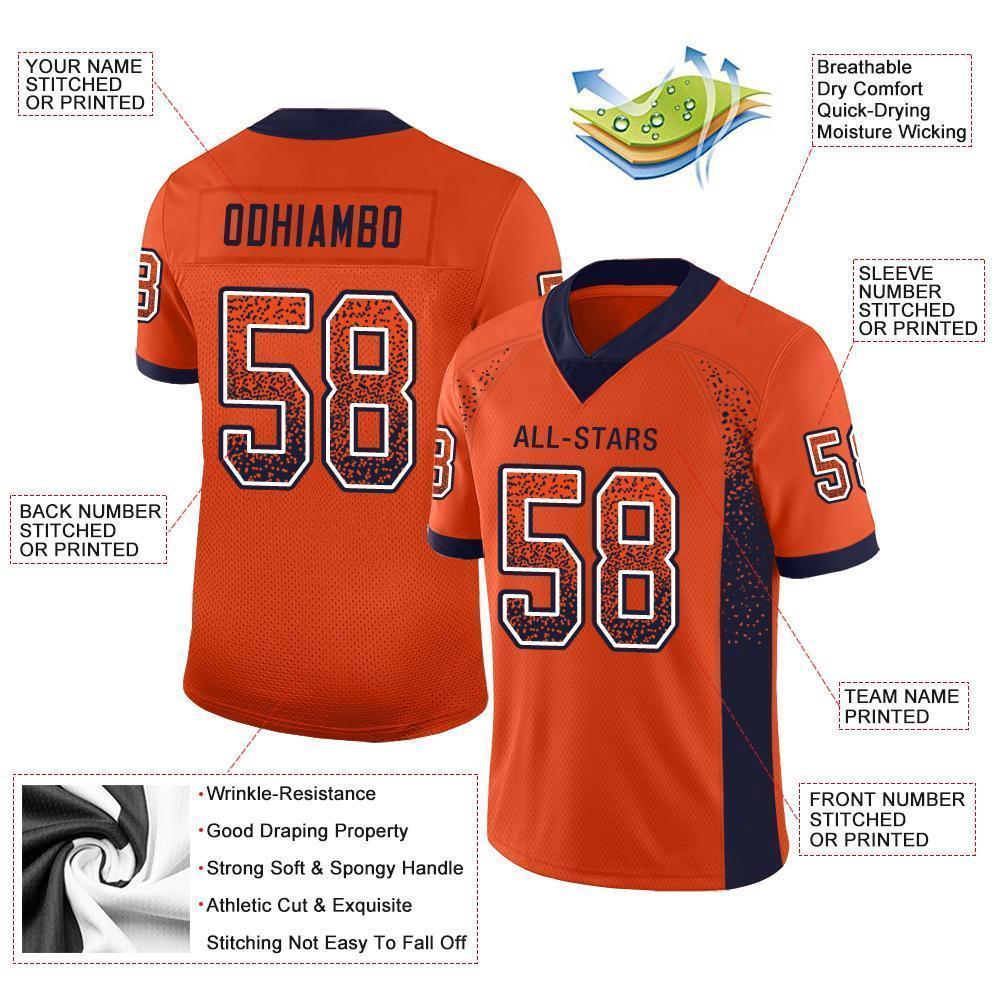 Custom Orange Navy-White Mesh Drift Fashion Football Jersey - Sky-Custom