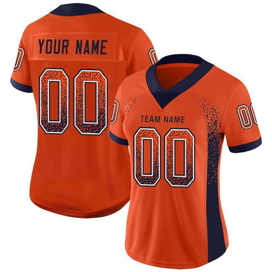 Custom Orange Navy-White Mesh Drift Fashion Football Jersey - Sky-Custom