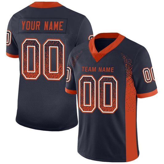 Custom Navy Orange-White Mesh Drift Fashion Football Jersey - Sky-Custom