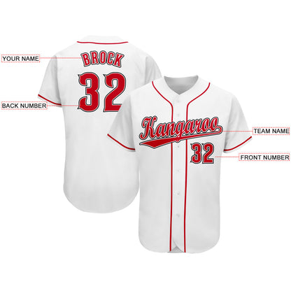 Custom White Red-Black Baseball Jersey - Sky-Custom