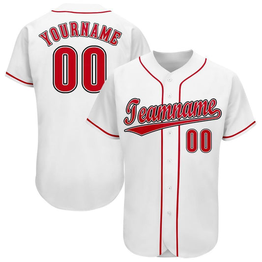 Custom White Red-Black Baseball Jersey - Sky-Custom