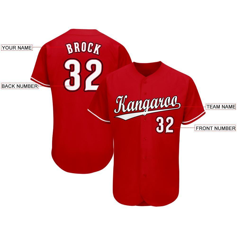 Custom Red White-Black Baseball Jersey - Sky-Custom