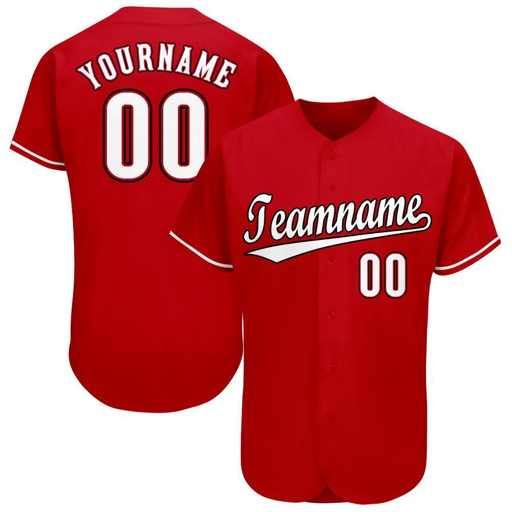 Custom Red White-Black Baseball Jersey - Sky-Custom