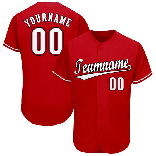 Custom Red White-Black Baseball Jersey - Sky-Custom