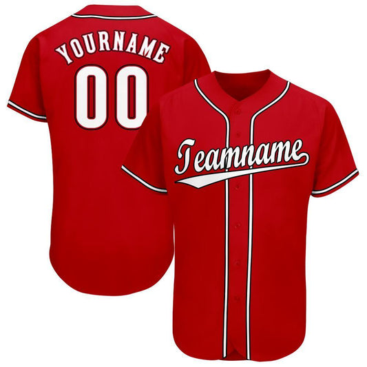 Custom Red White-Black Baseball Jersey - Sky-Custom