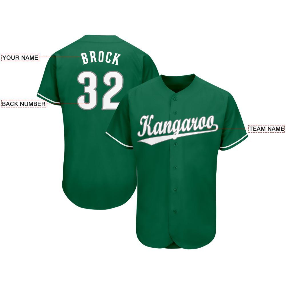 Custom Kelly Green White-Gray Baseball Jersey - Sky-Custom