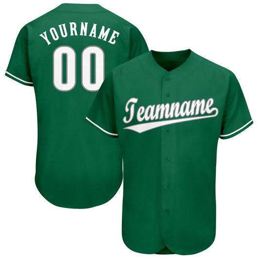 Custom Kelly Green White-Gray Baseball Jersey - Sky-Custom