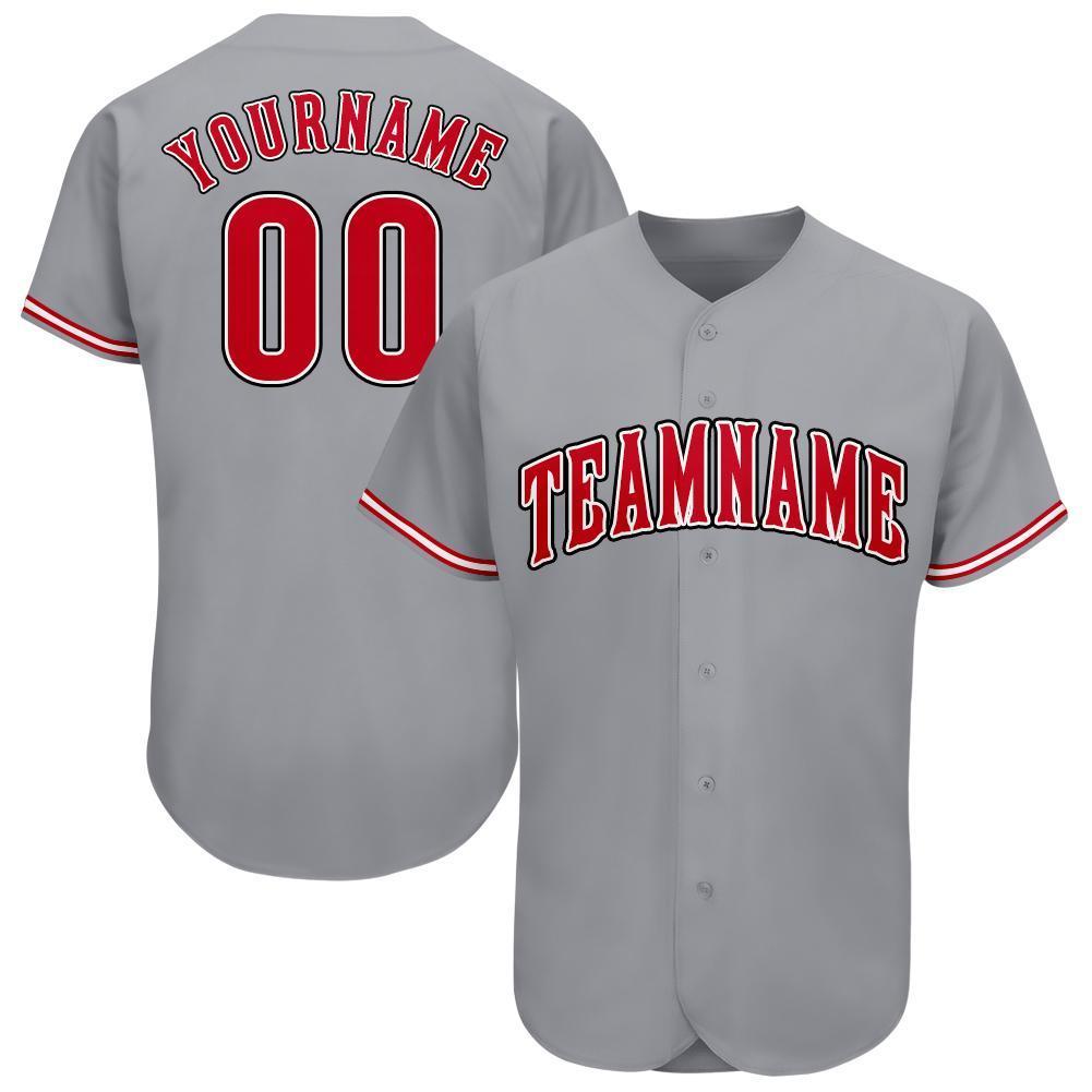 Custom Gray Red-White Baseball Jersey - Sky-Custom