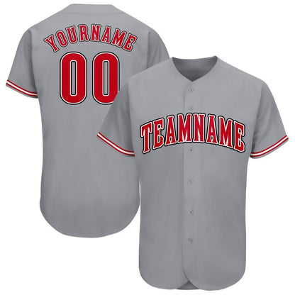 Custom Gray Red-White Baseball Jersey - Sky-Custom