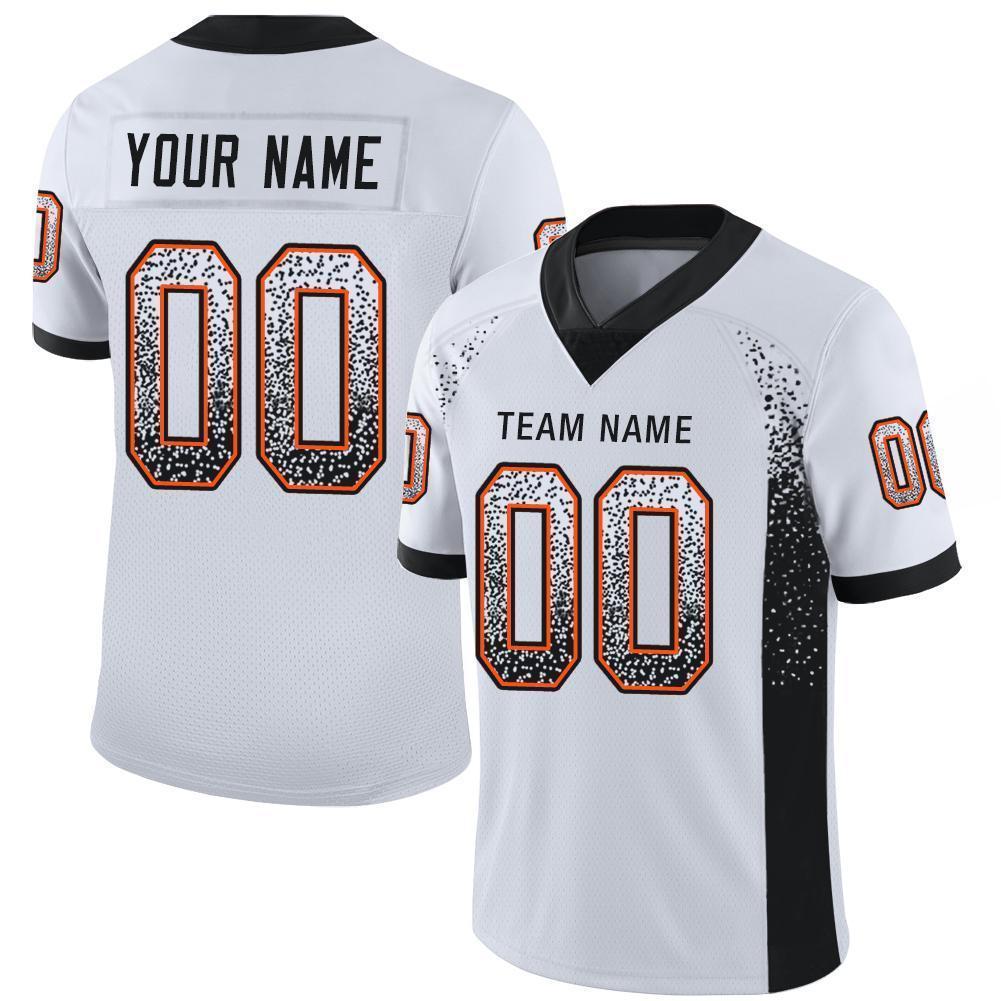 Custom White Black-Orange Mesh Drift Fashion Football Jersey - Sky-Custom