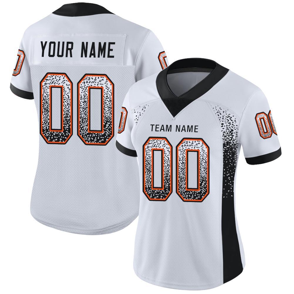 Custom White Black-Orange Mesh Drift Fashion Football Jersey - Sky-Custom