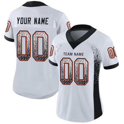 Custom White Black-Orange Mesh Drift Fashion Football Jersey - Sky-Custom