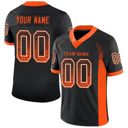 Custom Black Orange-White Mesh Drift Fashion Football Jersey - Sky-Custom