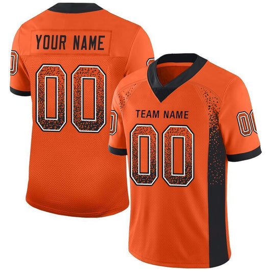 Custom Orange Black-White Mesh Drift Fashion Football Jersey - Sky-Custom