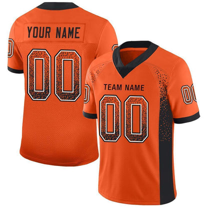 Custom Orange Black-White Mesh Drift Fashion Football Jersey - Sky-Custom