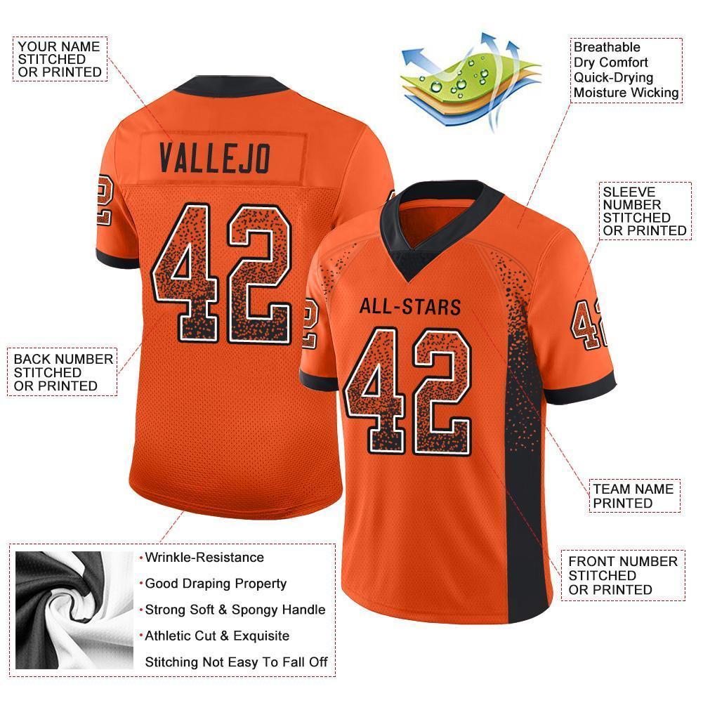 Custom Orange Black-White Mesh Drift Fashion Football Jersey - Sky-Custom