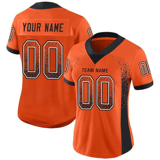 Custom Orange Black-White Mesh Drift Fashion Football Jersey - Sky-Custom