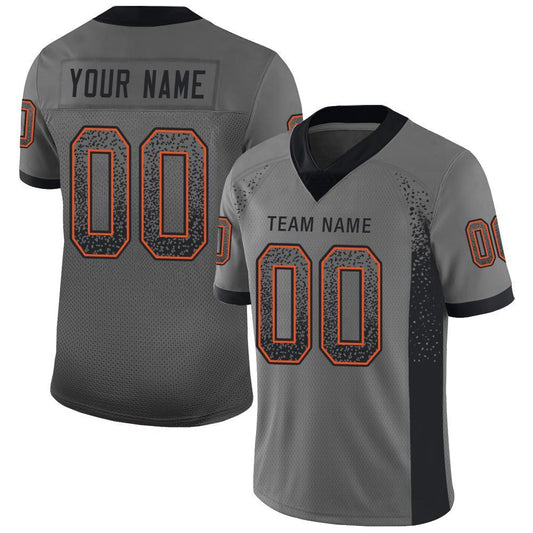 Custom Gray Black-Orange Mesh Drift Fashion Football Jersey - Sky-Custom