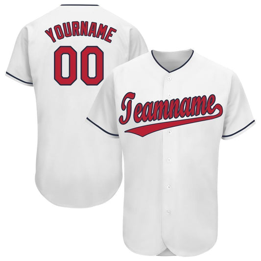 Custom White Red-Navy Baseball Jersey - Sky-Custom