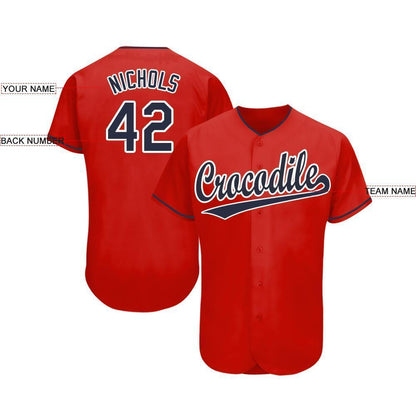 Custom Red Navy-White Baseball Jersey - Sky-Custom