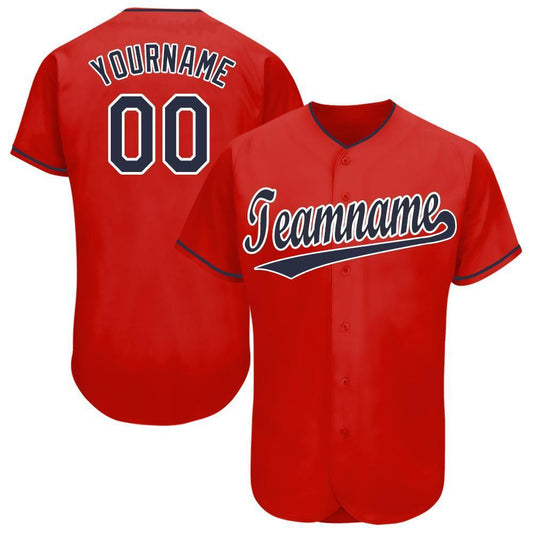 Custom Red Navy-White Baseball Jersey - Sky-Custom