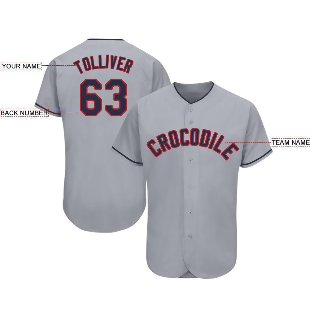 Custom Gray Navy-Red Baseball Jersey - Sky-Custom