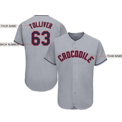Custom Gray Navy-Red Baseball Jersey - Sky-Custom