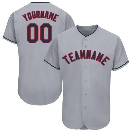 Custom Gray Navy-Red Baseball Jersey - Sky-Custom