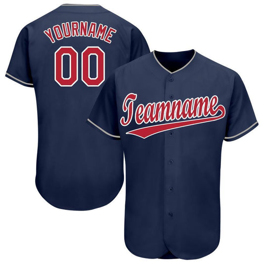 Custom Navy Red-White Baseball Jersey - Sky-Custom