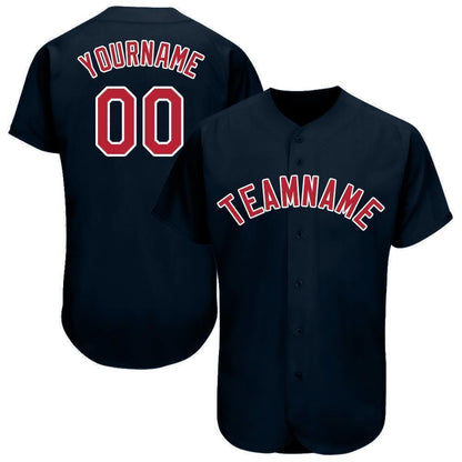 Custom Navy Red-White Baseball Jersey - Sky-Custom