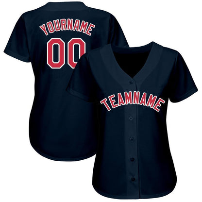Custom Navy Red-White Baseball Jersey - Sky-Custom