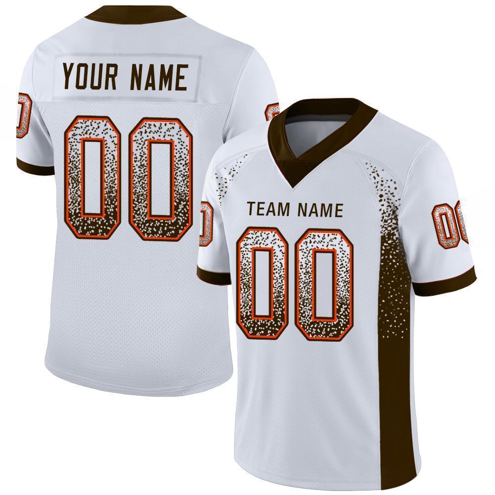 Custom White Brown-Orange Mesh Drift Fashion Football Jersey - Sky-Custom