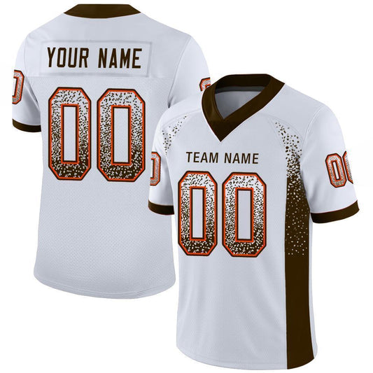 Custom White Brown-Orange Mesh Drift Fashion Football Jersey - Sky-Custom