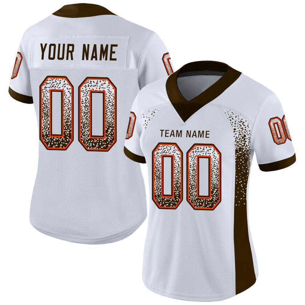Custom White Brown-Orange Mesh Drift Fashion Football Jersey - Sky-Custom