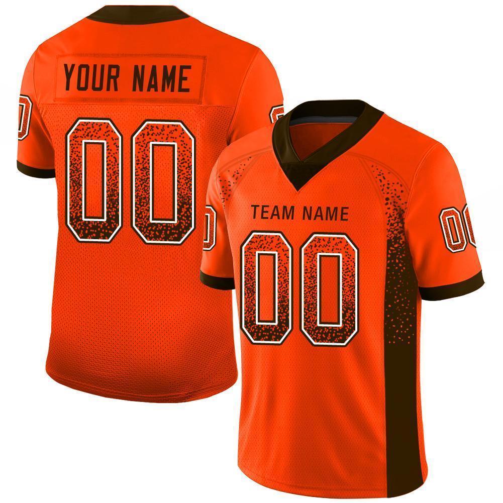 Custom Orange Brown-White Mesh Drift Fashion Football Jersey - Sky-Custom