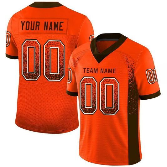 Custom Orange Brown-White Mesh Drift Fashion Football Jersey - Sky-Custom