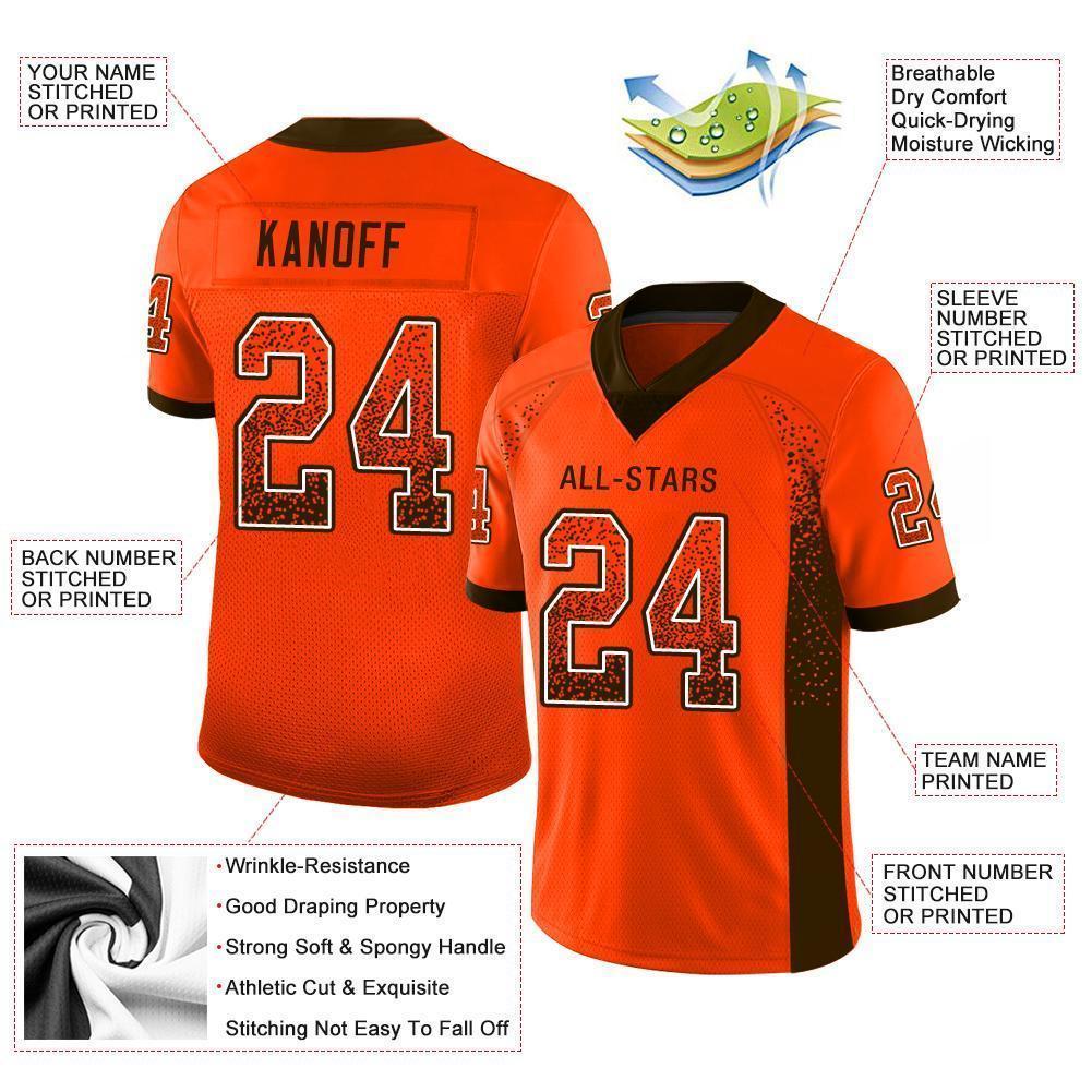 Custom Orange Brown-White Mesh Drift Fashion Football Jersey - Sky-Custom