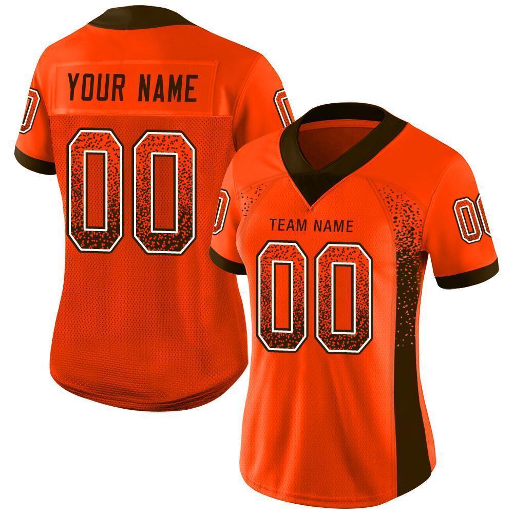 Custom Orange Brown-White Mesh Drift Fashion Football Jersey - Sky-Custom