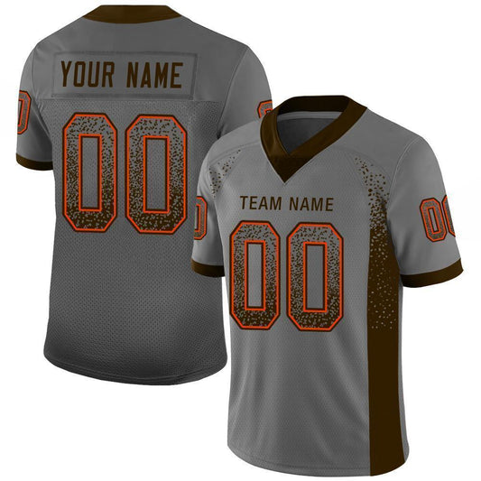 Custom Gray Brown-Orange Mesh Drift Fashion Football Jersey - Sky-Custom