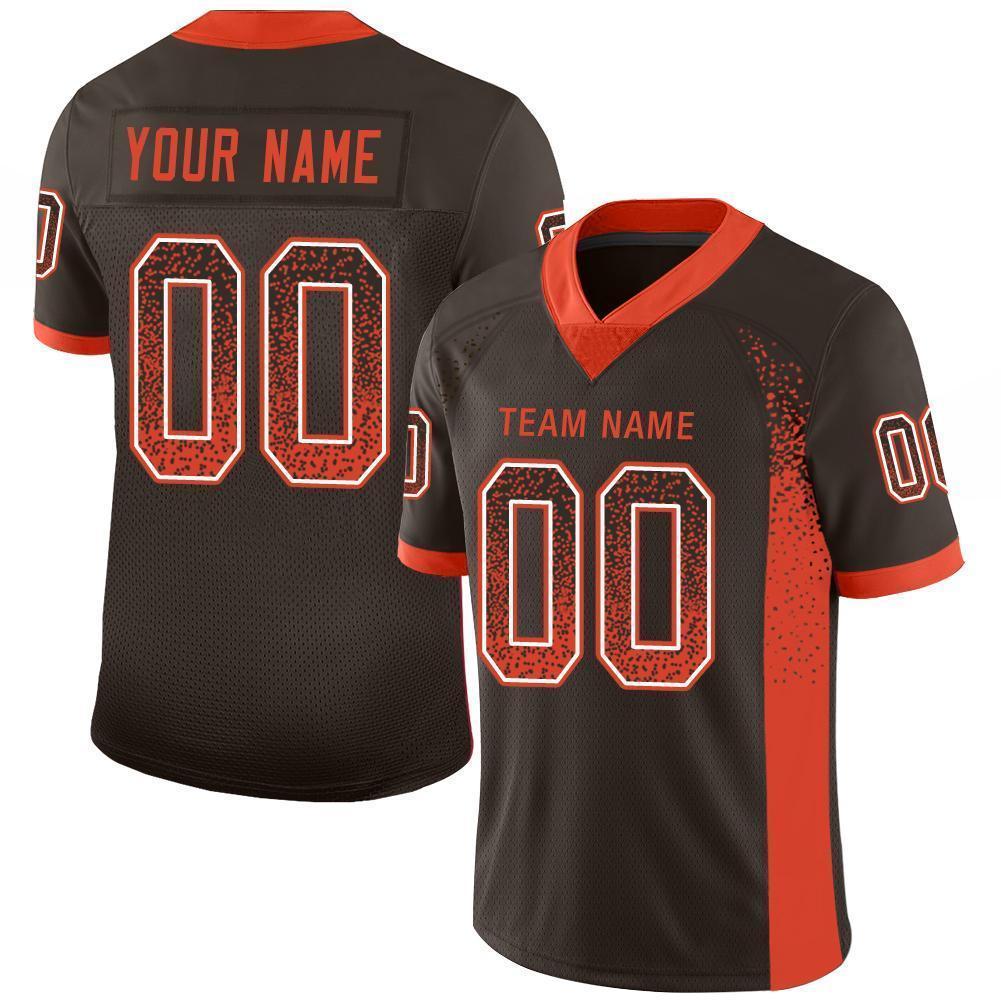 Custom Brown Orange-White Mesh Drift Fashion Football Jersey - Sky-Custom