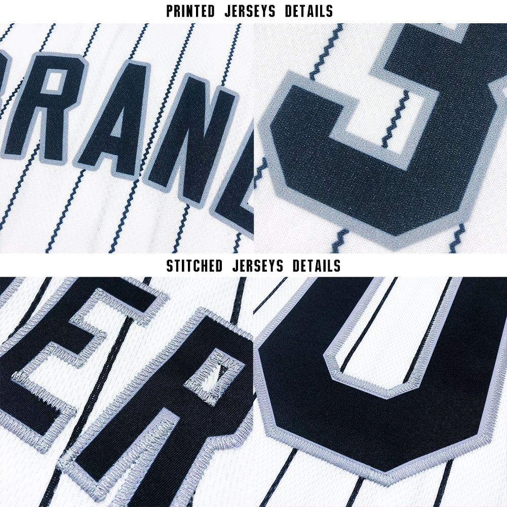 Custom White Purple Pinstripe Black-Gray Baseball Jersey - Sky-Custom