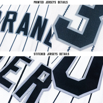 Custom White Purple Pinstripe Black-Gray Baseball Jersey - Sky-Custom