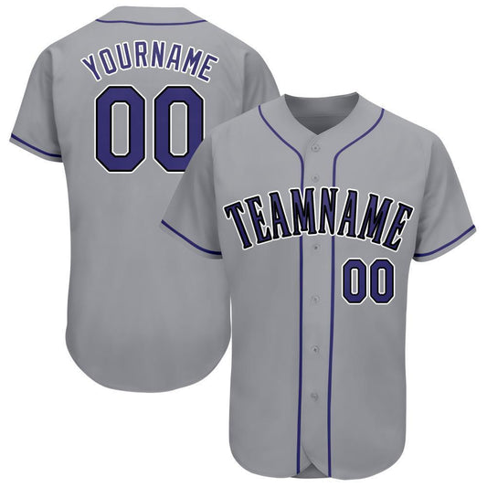 Custom Gray Purple-Black Baseball Jersey - Sky-Custom