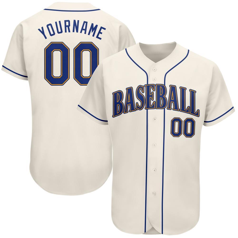 Custom Cream Royal-Gold Authentic Baseball Jersey - Sky-Custom