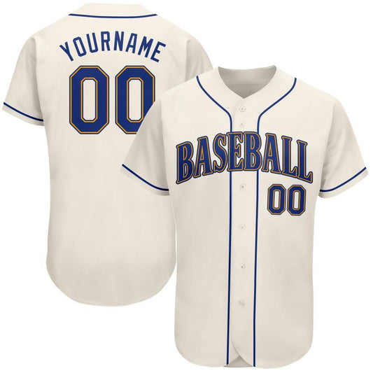 Custom Cream Royal-Gold Authentic Baseball Jersey - Sky-Custom